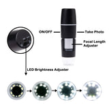 WiFi Digital Microscope Wireless 50X to 1000X Zoom Magnification Mini Handheld Endoscope Inspection HD Camera 8 LED Light, Compatible with iPhone iPad Android Smartphone Mac Windows