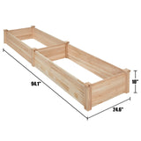 Noifur Raised Garden Bed Wood Raised Garden Bed Elevated Planter Flower Planting Box 8x2 FT