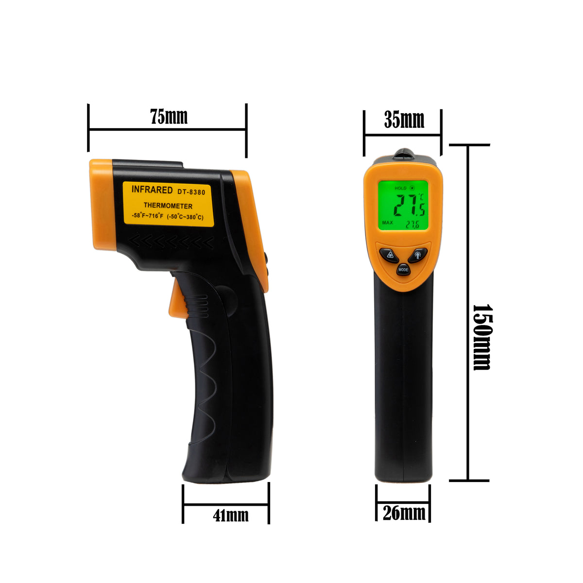 High-Temperature Handheld Infrared Thermometer with Laser pointer  (538°C-2482°C) - EQ-OM-OS524E