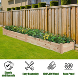Noifur Raised Garden Bed Wood Raised Garden Bed Elevated Planter Flower Planting Box 8x2 FT