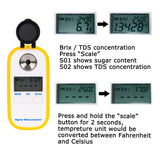 Refractometer Digital Coffee Sugar Concentration Meter Brix with BRIX / TDS Dual Scale Display Temperature Compensation Function Multifunction for the Food Industry and Agricultural Juice Fruit Portable Refractomer