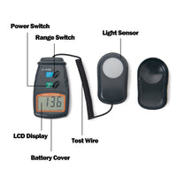 Digital Luxmeter Digital Illuminance Light Meter Luxmeter with LCD Display 0-50,000 Lux Range (with 9V Battery) LX-1010B 