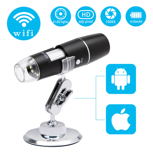 USB Digital Microscope 40X To 1000X, 8 LED Magnification Endoscope Camera With