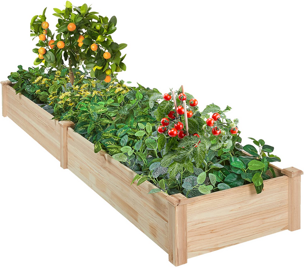 Noifur Raised Garden Bed Wood Raised Garden Bed Elevated Planter Flower Planting Box 8x2 FT